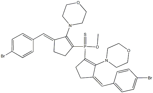 O-methyl bis[3-(4-bromobenzylidene)-2-(4-morpholinyl)-1-cyclopenten-1-yl]phosphinothioate 结构式