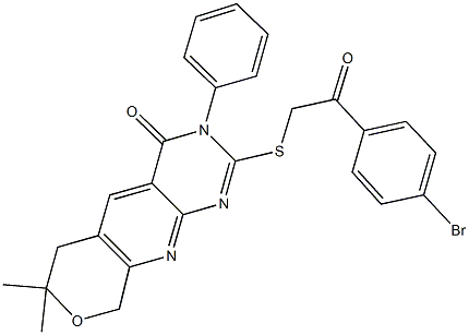 663217-14-9 2-{[2-(4-bromophenyl)-2-oxoethyl]sulfanyl}-7,7-dimethyl-3-phenyl-6,9-dihydro-3H-pyrano[4',3':5,6]pyrido[2,3-d]pyrimidin-4(7H)-one