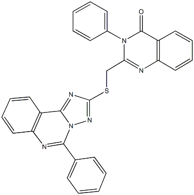 3-phenyl-2-{[(5-phenyl[1,2,4]triazolo[1,5-c]quinazolin-2-yl)sulfanyl]methyl}-4(3H)-quinazolinone,663945-38-8,结构式