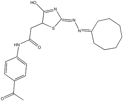 N-(4-acetylphenyl)-2-[2-(cyclooctylidenehydrazono)-4-hydroxy-2,5-dihydro-1,3-thiazol-5-yl]acetamide Structure