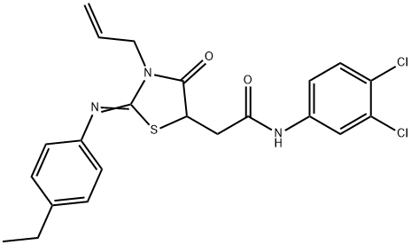 2-{3-allyl-2-[(4-ethylphenyl)imino]-4-oxo-1,3-thiazolidin-5-yl}-N-(3,4-dichlorophenyl)acetamide,663945-83-3,结构式