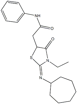 663945-97-9 2-[2-(cycloheptylimino)-3-ethyl-4-oxo-1,3-thiazolidin-5-yl]-N-phenylacetamide