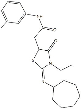 2-[2-(cycloheptylimino)-3-ethyl-4-oxo-1,3-thiazolidin-5-yl]-N-(3-methylphenyl)acetamide
