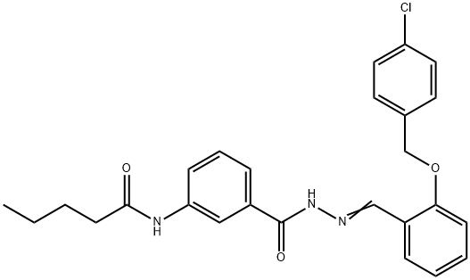 N-{3-[(2-{2-[(4-chlorobenzyl)oxy]benzylidene}hydrazino)carbonyl]phenyl}pentanamide,664310-60-5,结构式