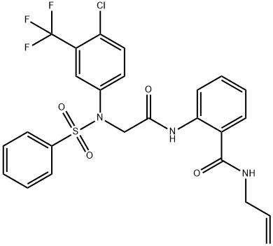 N-allyl-2-({[4-chloro(phenylsulfonyl)-3-(trifluoromethyl)anilino]acetyl}amino)benzamide Struktur