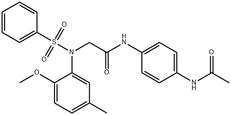 N-[4-(acetylamino)phenyl]-2-[2-methoxy-5-methyl(phenylsulfonyl)anilino]acetamide Struktur