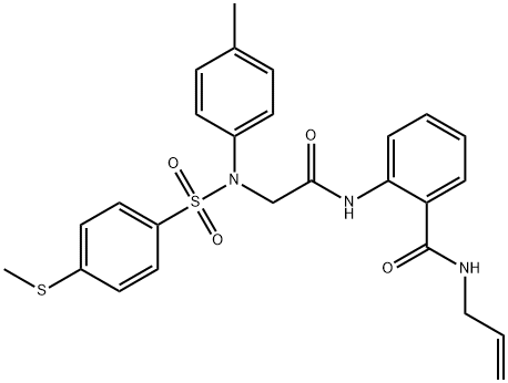 N-allyl-2-{[(4-methyl{[4-(methylsulfanyl)phenyl]sulfonyl}anilino)acetyl]amino}benzamide 化学構造式