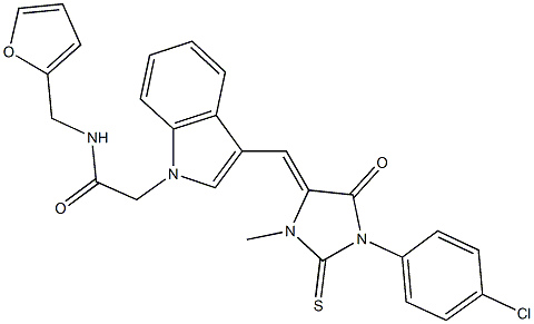 664321-12-4 2-(3-{[1-(4-chlorophenyl)-3-methyl-5-oxo-2-thioxo-4-imidazolidinylidene]methyl}-1H-indol-1-yl)-N-(2-furylmethyl)acetamide