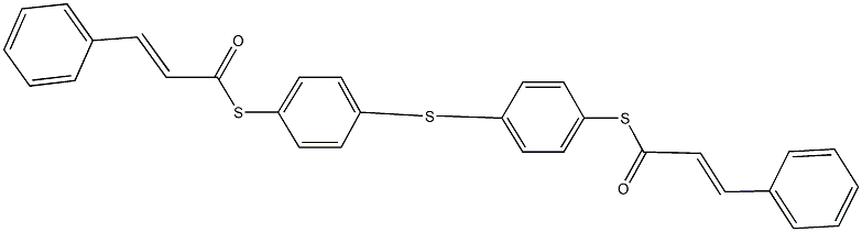S-(4-{[4-(cinnamoylsulfanyl)phenyl]sulfanyl}phenyl) 3-phenyl-2-propenethioate Struktur