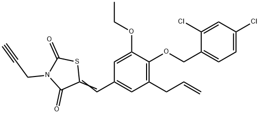 5-{3-allyl-4-[(2,4-dichlorobenzyl)oxy]-5-ethoxybenzylidene}-3-(2-propynyl)-1,3-thiazolidine-2,4-dione,664349-32-0,结构式