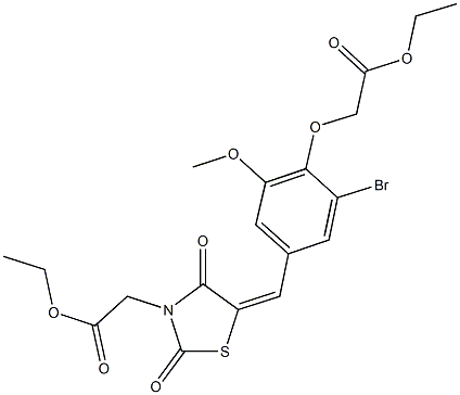ethyl {5-[3-bromo-4-(2-ethoxy-2-oxoethoxy)-5-methoxybenzylidene]-2,4-dioxo-1,3-thiazolidin-3-yl}acetate,664349-83-1,结构式
