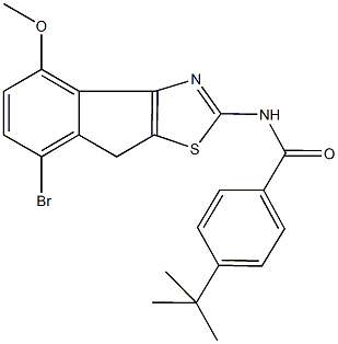 N-(7-bromo-4-methoxy-8H-indeno[1,2-d][1,3]thiazol-2-yl)-4-tert-butylbenzamide,664353-99-5,结构式