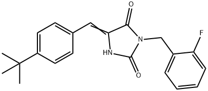 5-(4-tert-butylbenzylidene)-3-(2-fluorobenzyl)-2,4-imidazolidinedione Structure