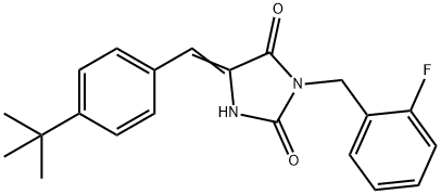 5-(4-tert-butylbenzylidene)-3-(2-fluorobenzyl)-2,4-imidazolidinedione,664357-54-4,结构式