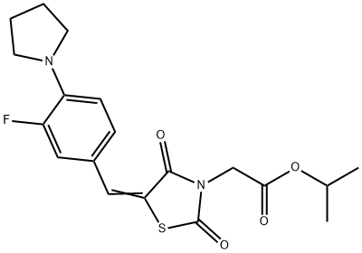 isopropyl {5-[3-fluoro-4-(1-pyrrolidinyl)benzylidene]-2,4-dioxo-1,3-thiazolidin-3-yl}acetate,664357-70-4,结构式