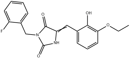 5-(3-ethoxy-2-hydroxybenzylidene)-3-(2-fluorobenzyl)-2,4-imidazolidinedione Structure