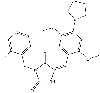 664359-03-9 5-[2,5-dimethoxy-4-(1-pyrrolidinyl)benzylidene]-3-(2-fluorobenzyl)-2,4-imidazolidinedione
