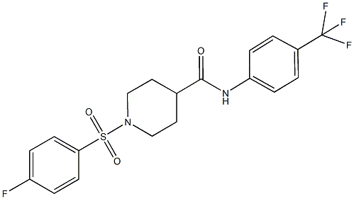 1-[(4-fluorophenyl)sulfonyl]-N-[4-(trifluoromethyl)phenyl]-4-piperidinecarboxamide Struktur