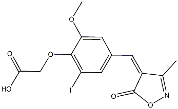 {2-iodo-6-methoxy-4-[(3-methyl-5-oxo-4(5H)-isoxazolylidene)methyl]phenoxy}acetic acid|