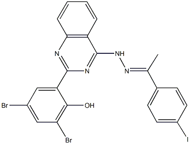 1-(4-iodophenyl)ethanone [2-(3,5-dibromo-2-hydroxyphenyl)-4-quinazolinyl]hydrazone Structure