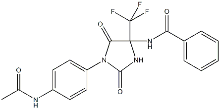N-[1-[4-(acetylamino)phenyl]-2,5-dioxo-4-(trifluoromethyl)-4-imidazolidinyl]benzamide Struktur