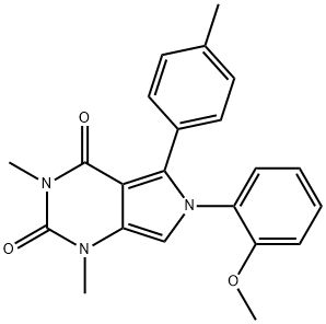 6-(2-methoxyphenyl)-1,3-dimethyl-5-(4-methylphenyl)-1H-pyrrolo[3,4-d]pyrimidine-2,4(3H,6H)-dione Struktur