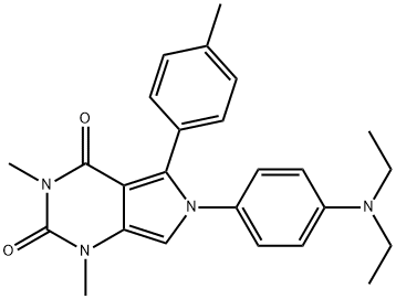 6-[4-(diethylamino)phenyl]-1,3-dimethyl-5-(4-methylphenyl)-1H-pyrrolo[3,4-d]pyrimidine-2,4(3H,6H)-dione 化学構造式