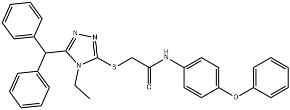 2-[(5-benzhydryl-4-ethyl-4H-1,2,4-triazol-3-yl)sulfanyl]-N-(4-phenoxyphenyl)acetamide Struktur