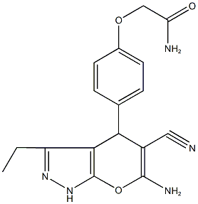 664971-76-0 2-[4-(6-amino-5-cyano-3-ethyl-1,4-dihydropyrano[2,3-c]pyrazol-4-yl)phenoxy]acetamide