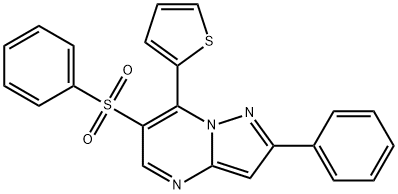 phenyl 2-phenyl-7-(2-thienyl)pyrazolo[1,5-a]pyrimidin-6-yl sulfone Structure