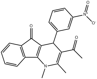 3-acetyl-4-{3-nitrophenyl}-1,2-dimethyl-1,4-dihydro-5H-indeno[1,2-b]pyridin-5-one Structure