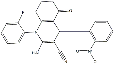2-amino-1-(2-fluorophenyl)-4-{2-nitrophenyl}-5-oxo-1,4,5,6,7,8-hexahydro-3-quinolinecarbonitrile Structure