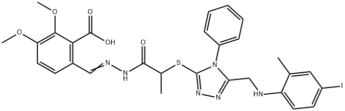 664982-91-6 6-{2-[2-({5-[(4-iodo-2-methylanilino)methyl]-4-phenyl-4H-1,2,4-triazol-3-yl}sulfanyl)propanoyl]carbohydrazonoyl}-2,3-dimethoxybenzoic acid