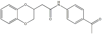 N-(4-acetylphenyl)-2-(2,3-dihydro-1,4-benzodioxin-2-yl)acetamide 化学構造式
