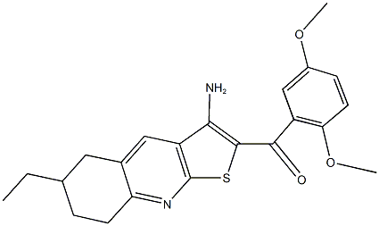(3-amino-6-ethyl-5,6,7,8-tetrahydrothieno[2,3-b]quinolin-2-yl)(2,5-dimethoxyphenyl)methanone 化学構造式