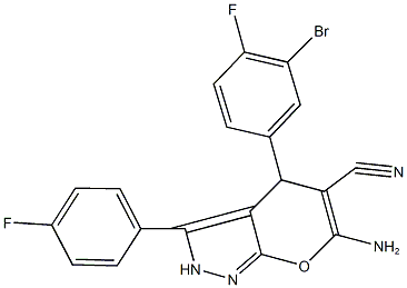 665001-23-0 6-amino-4-(3-bromo-4-fluorophenyl)-3-(4-fluorophenyl)-2,4-dihydropyrano[2,3-c]pyrazole-5-carbonitrile