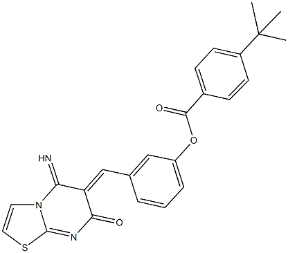 3-[(5-imino-7-oxo-5H-[1,3]thiazolo[3,2-a]pyrimidin-6(7H)-ylidene)methyl]phenyl 4-tert-butylbenzoate Struktur