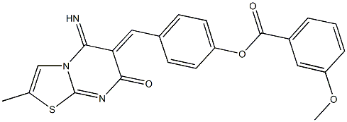 4-[(5-imino-2-methyl-7-oxo-5H-[1,3]thiazolo[3,2-a]pyrimidin-6(7H)-ylidene)methyl]phenyl 3-methoxybenzoate Struktur