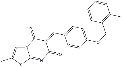 5-imino-2-methyl-6-{4-[(2-methylbenzyl)oxy]benzylidene}-5,6-dihydro-7H-[1,3]thiazolo[3,2-a]pyrimidin-7-one Structure