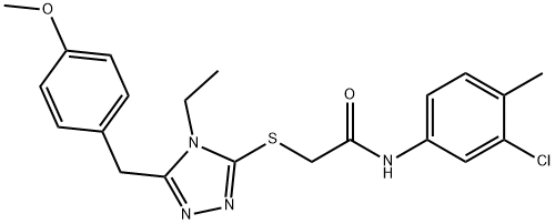 N-(3-chloro-4-methylphenyl)-2-{[4-ethyl-5-(4-methoxybenzyl)-4H-1,2,4-triazol-3-yl]sulfanyl}acetamide,665016-74-0,结构式