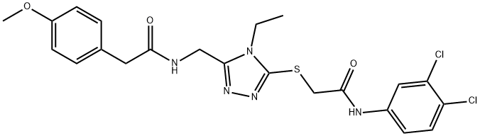 N-(3,4-dichlorophenyl)-2-{[4-ethyl-5-({[(4-methoxyphenyl)acetyl]amino}methyl)-4H-1,2,4-triazol-3-yl]sulfanyl}acetamide,665017-00-5,结构式
