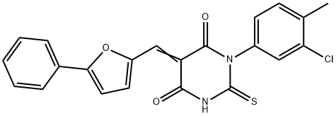 1-(3-chloro-4-methylphenyl)-5-[(5-phenyl-2-furyl)methylene]-2-thioxodihydro-4,6(1H,5H)-pyrimidinedione Struktur