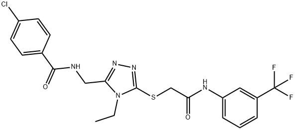 4-chloro-N-{[4-ethyl-5-({2-oxo-2-[3-(trifluoromethyl)anilino]ethyl}sulfanyl)-4H-1,2,4-triazol-3-yl]methyl}benzamide,665018-69-9,结构式