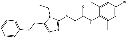 N-(4-bromo-2,6-dimethylphenyl)-2-{[4-ethyl-5-(phenoxymethyl)-4H-1,2,4-triazol-3-yl]sulfanyl}acetamide,665019-10-3,结构式