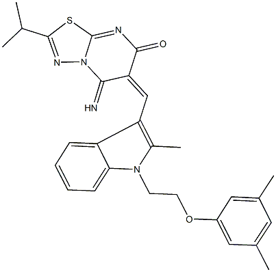 665021-02-3 6-({1-[2-(3,5-dimethylphenoxy)ethyl]-2-methyl-1H-indol-3-yl}methylene)-5-imino-2-isopropyl-5,6-dihydro-7H-[1,3,4]thiadiazolo[3,2-a]pyrimidin-7-one