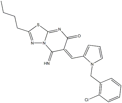 665021-22-7 2-butyl-6-{[1-(2-chlorobenzyl)-1H-pyrrol-2-yl]methylene}-5-imino-5,6-dihydro-7H-[1,3,4]thiadiazolo[3,2-a]pyrimidin-7-one