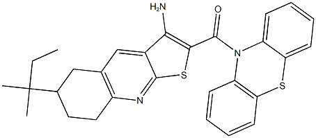 6-tert-pentyl-2-(10H-phenothiazin-10-ylcarbonyl)-5,6,7,8-tetrahydrothieno[2,3-b]quinolin-3-amine Struktur
