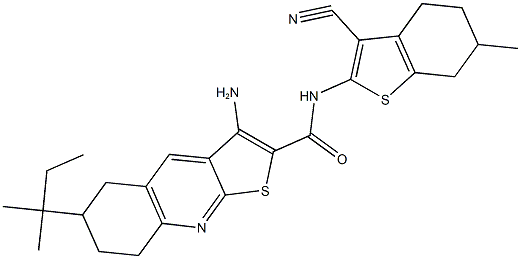 3-amino-N-(3-cyano-6-methyl-4,5,6,7-tetrahydro-1-benzothien-2-yl)-6-tert-pentyl-5,6,7,8-tetrahydrothieno[2,3-b]quinoline-2-carboxamide,665024-25-9,结构式