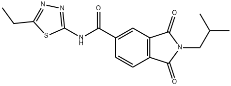 N-(5-ethyl-1,3,4-thiadiazol-2-yl)-2-isobutyl-1,3-dioxo-5-isoindolinecarboxamide Struktur