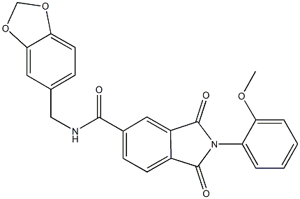 N-(1,3-benzodioxol-5-ylmethyl)-2-(2-methoxyphenyl)-1,3-dioxo-5-isoindolinecarboxamide Struktur